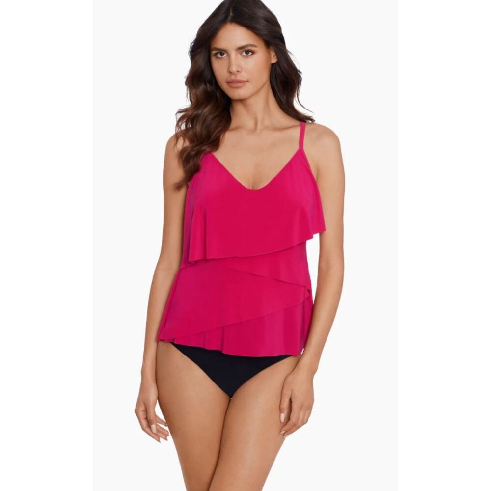 NWT Magicsuit Chloe Tankini Top Ruby Red Size 8 Slimming Swimwear